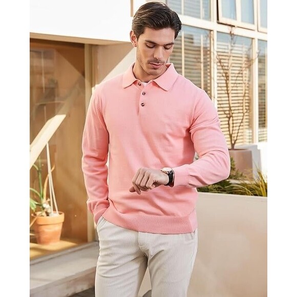 Kallspin Men's Cotton Knit Polo Sweater Classic Casual  Collared Pullover 3XL - Picture 4 of 15